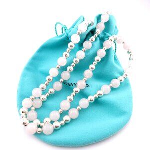 Tiffany & Co. Sterling Silver & 10mm Rose Quartz Beaded 30 In Chain Necklace